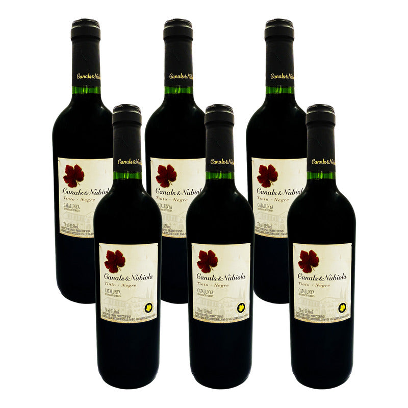 Paquete De 6 Pz Vino Tinto Español Canals Y Nubiola 750 Ml