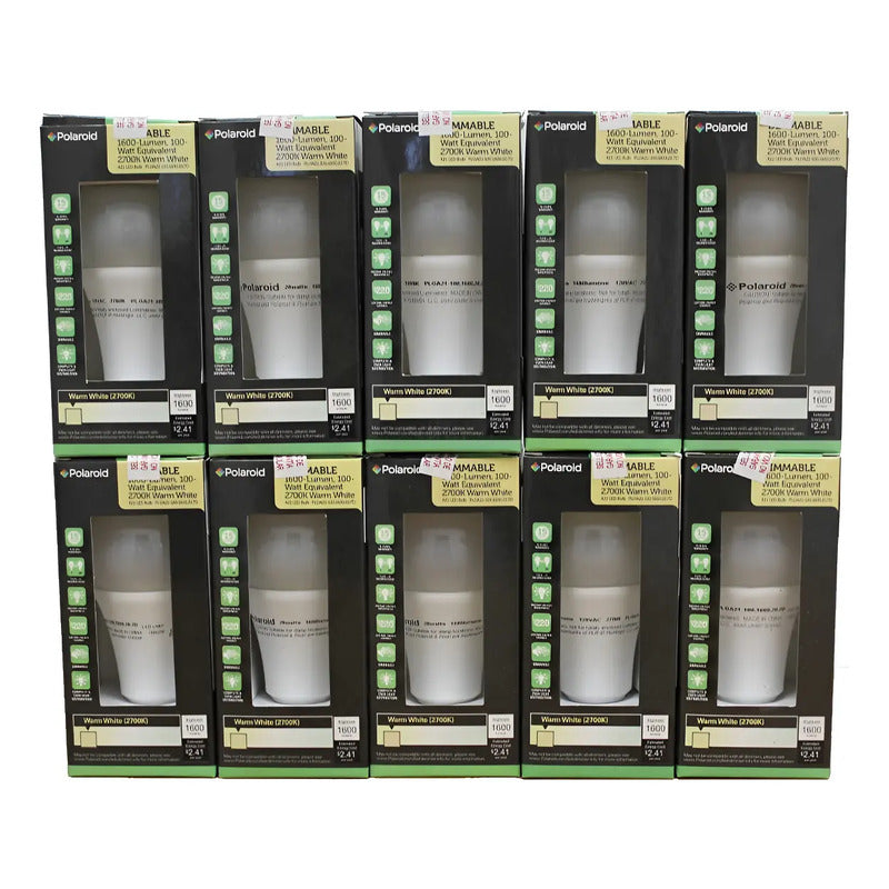 Pack 10 Focos Polaroid Dimeable,  20w= A 100watts Blanco Cálido