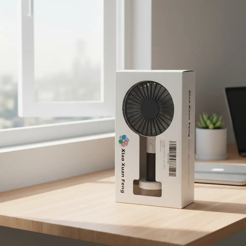 Mini Ventilador De Escritorio Con Luz Led Blanco Plástico 7