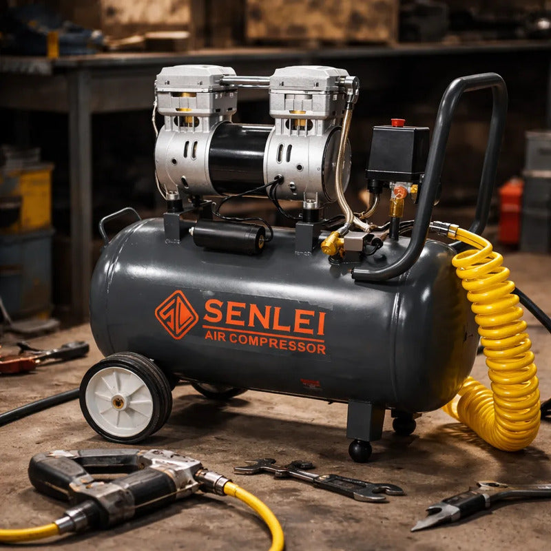 Compresor De Aire Silencioso 50l 127v 750w Senlei Olf750-50l Azul Petróleo Monofásica