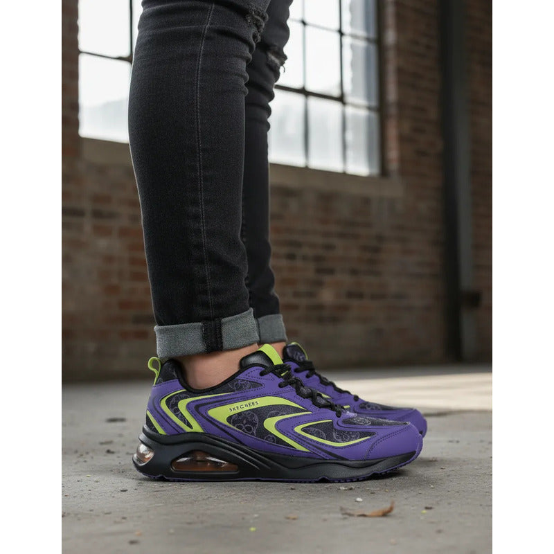 Tenis Skechers Tres-air Dia De Muertos Calaveras Morado Lisa 24.5 Mx