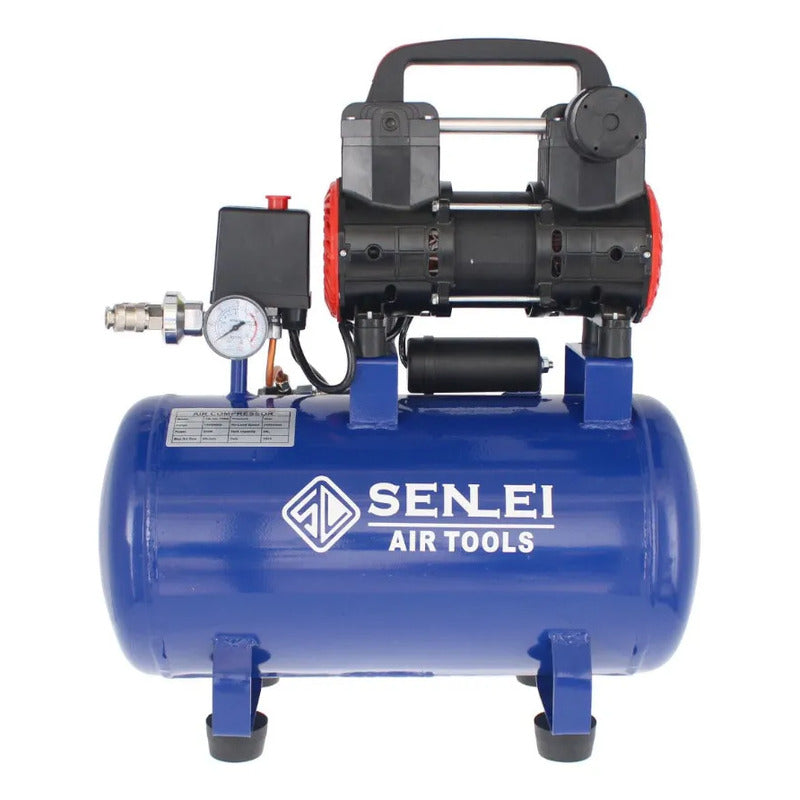 Compresor Libre De Aceite 850w Olf551 Senlei + Accesorios Azul Monofásica
