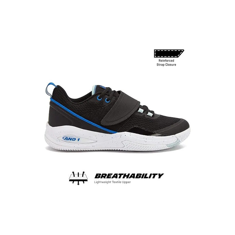 Tenis And1 Gamma 3.0 Ss Negro Con Azul Negro Lisa 10.5 Us
