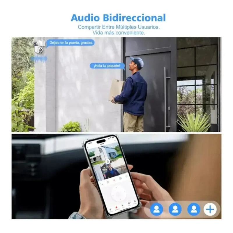 Cámara De Vigilancia Wifi Con Doble Lente Y Visión Nocturna Blanco