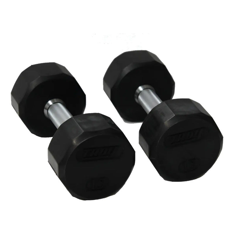 Par De Mancuernas Troy 15 Lb Sided Rubber Dumbell Color Con Plateado