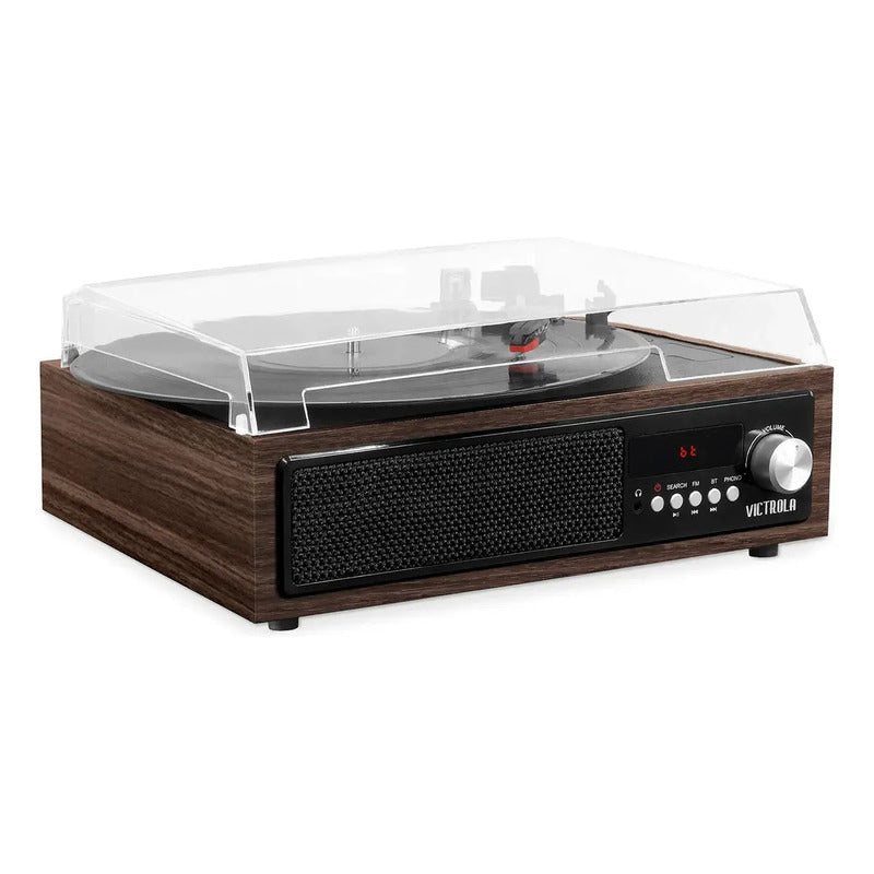 Victrola Reproductor De Grabación Bluetooth 3 En 1 Con Altavoces Integrados Y Tocadiscos De 3 Velocidades, Espresso Marrón