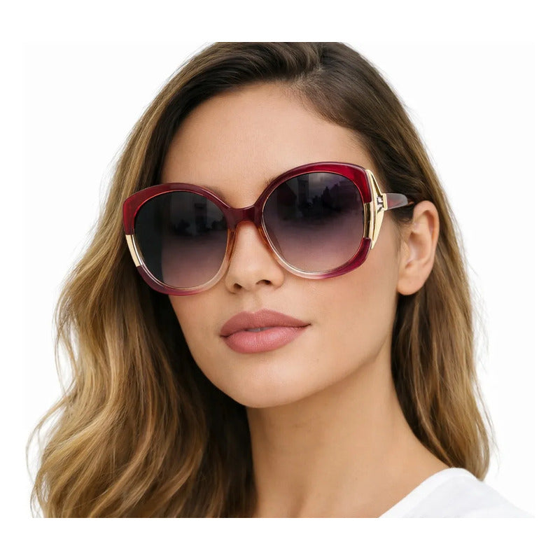 Gafas De Sol Sean John Sjs2032 Para Dama- Sin Estuche Océano Marrón Gris Oscuro Rojo
