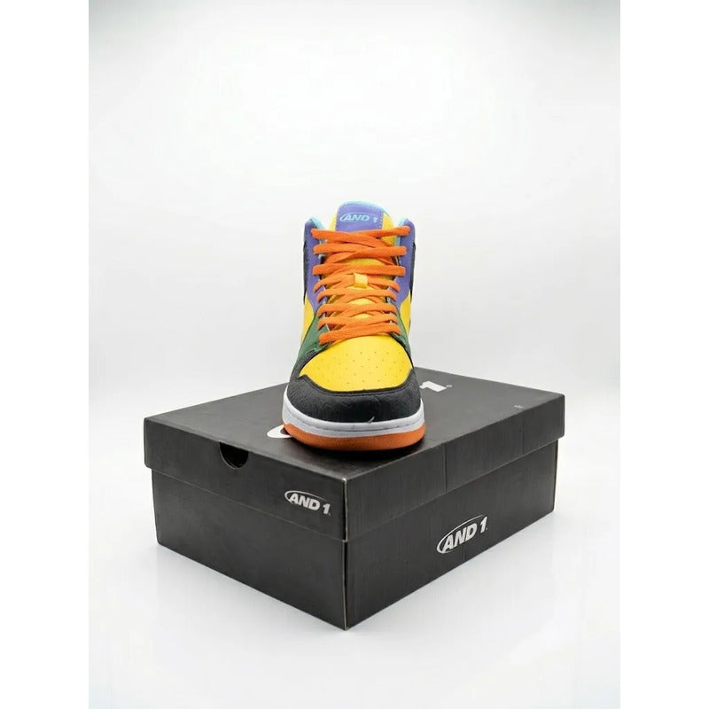 Tenis And1 Slam Mid Tpr Negro Con Morado Amarillo Y Verde Lisa 8 Us