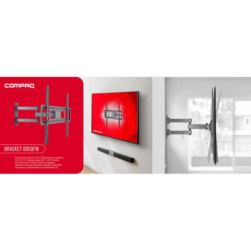 Soporte De Pared Articulado Para Pantalla Tv Monitor 37 -70 Negro