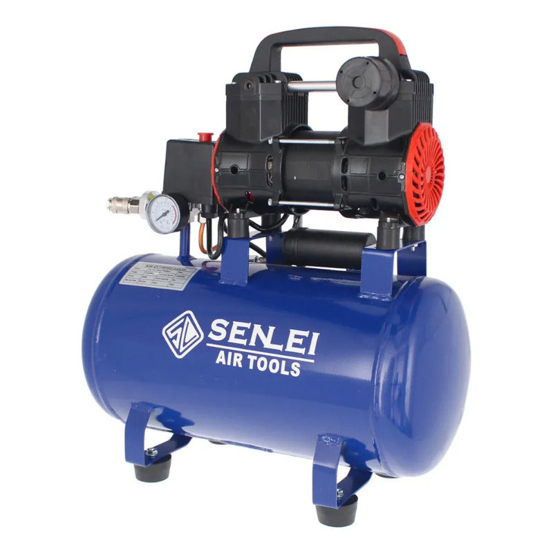 Compresor Libre De Aceite 850w Olf551 Senlei + Accesorios Azul Monofásica
