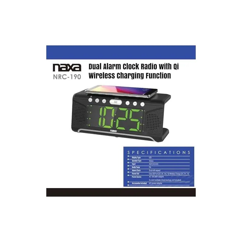 Reloj Despertador Naxa Nrc-190 Digital Negro Bluetooth Negro