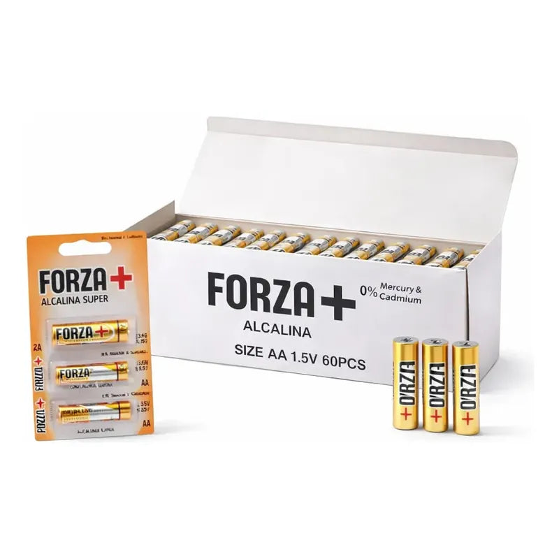 Paquete Con 60 Pilas Aa Alcalinas Forza+ 1.5v Larga Duración
