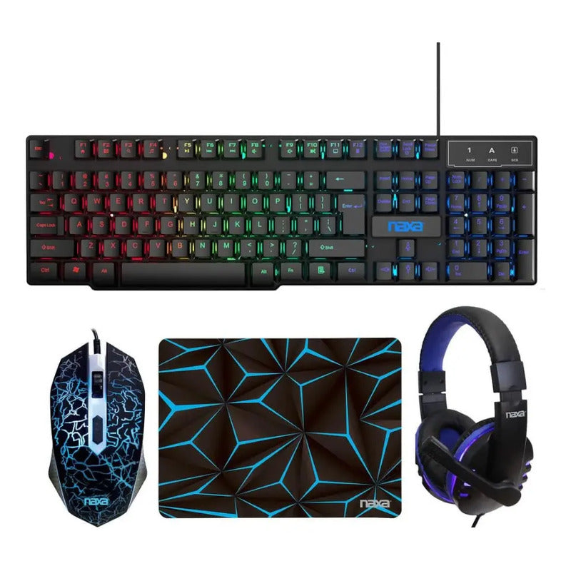 Teclado Gamer, Mouse, Audidonos Naxa Electronics Ng-5000a Negro