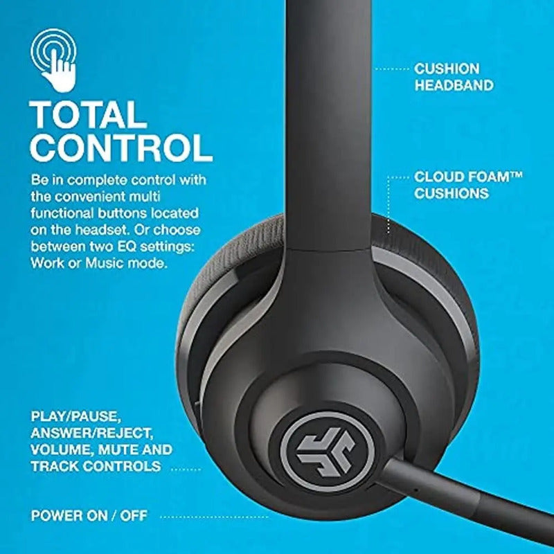 Audífonos Gamer Jlab Gowork Inalámbricos Bluetooth Micrófono Negro