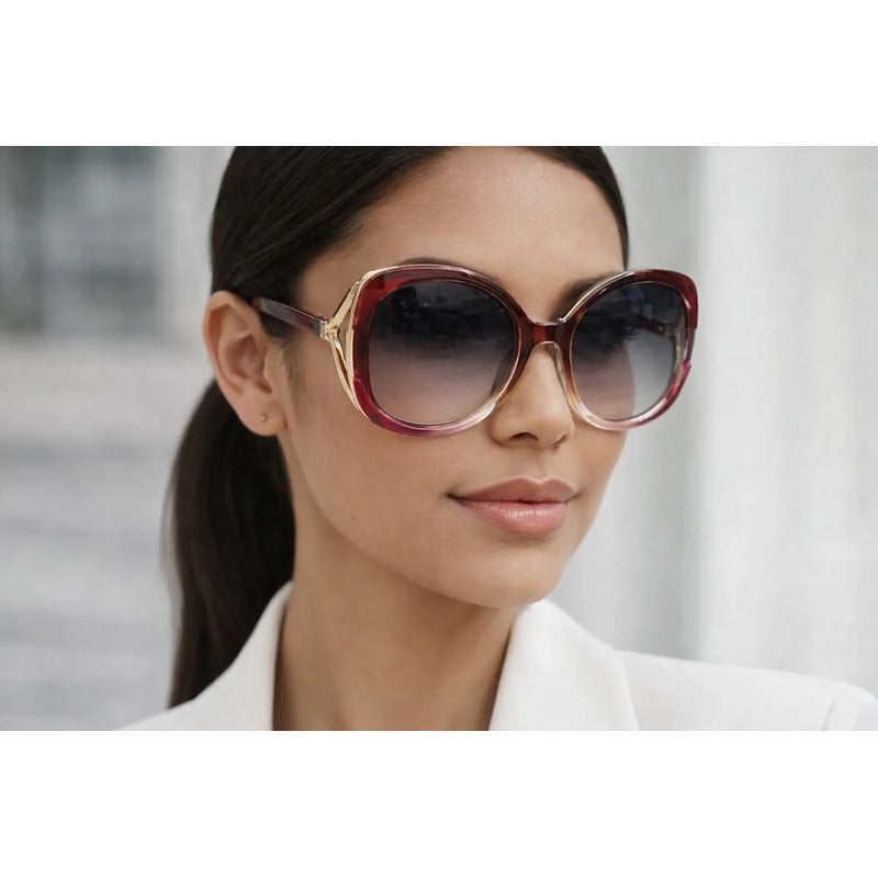 Gafas De Sol Sean John Sjs2032 Para Dama- Sin Estuche Océano Marrón Gris Oscuro Rojo