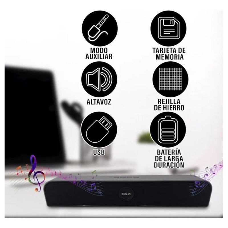 Barra De Sonido Inalámbrica Km214 Home Theater Negro Gris Oscuro
