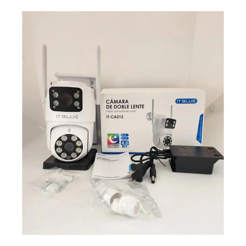 Cámara De Vigilancia Wifi Con Doble Lente Y Visión Nocturna Blanco