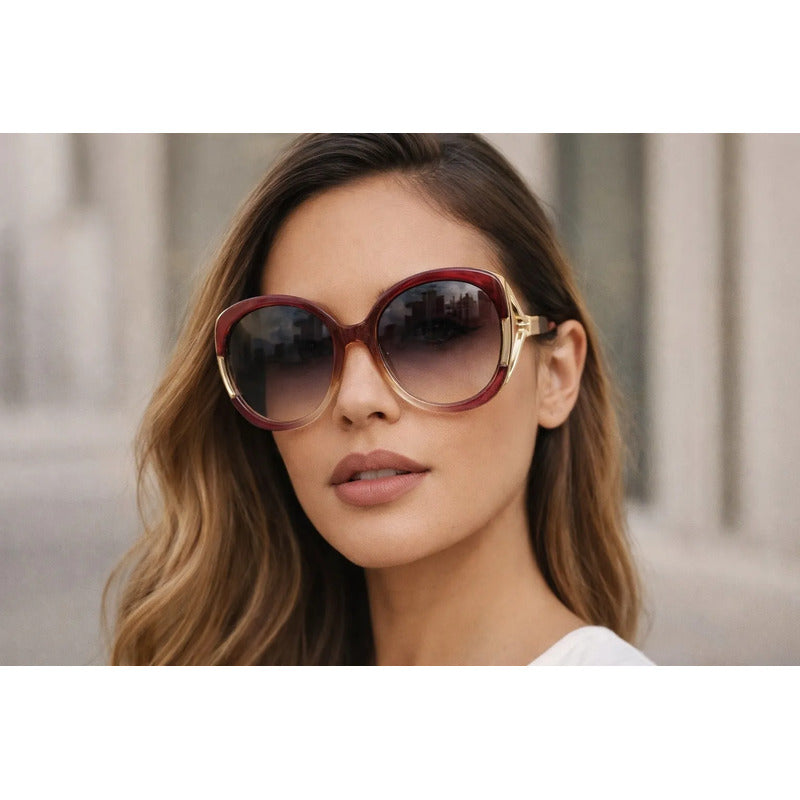 Gafas De Sol Sean John Sjs2032 Para Dama- Sin Estuche Océano Marrón Gris Oscuro Rojo