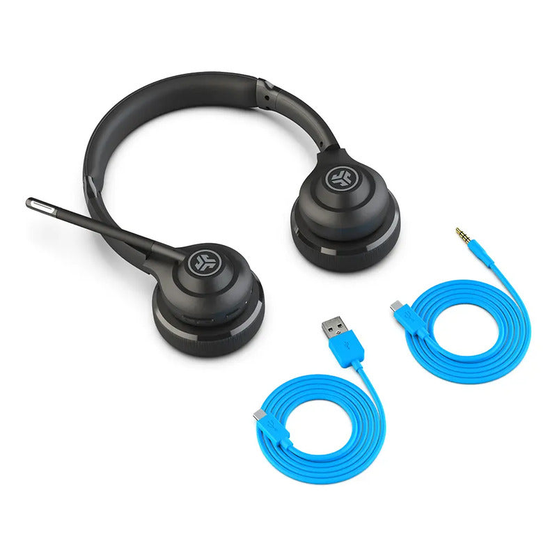 Audífonos Gamer Jlab Gowork Inalámbricos Bluetooth Micrófono Flexible Negro