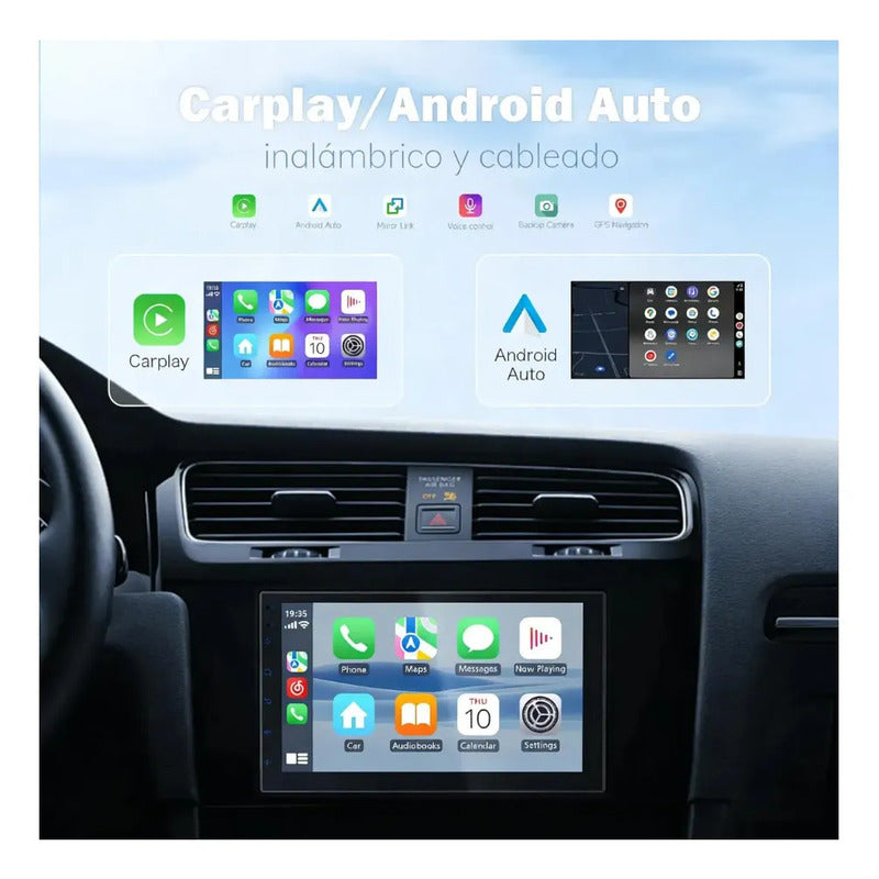 Autoestereo 1din Pantalla 7 Pulgadas Carplay Bluetooth Knup Negro