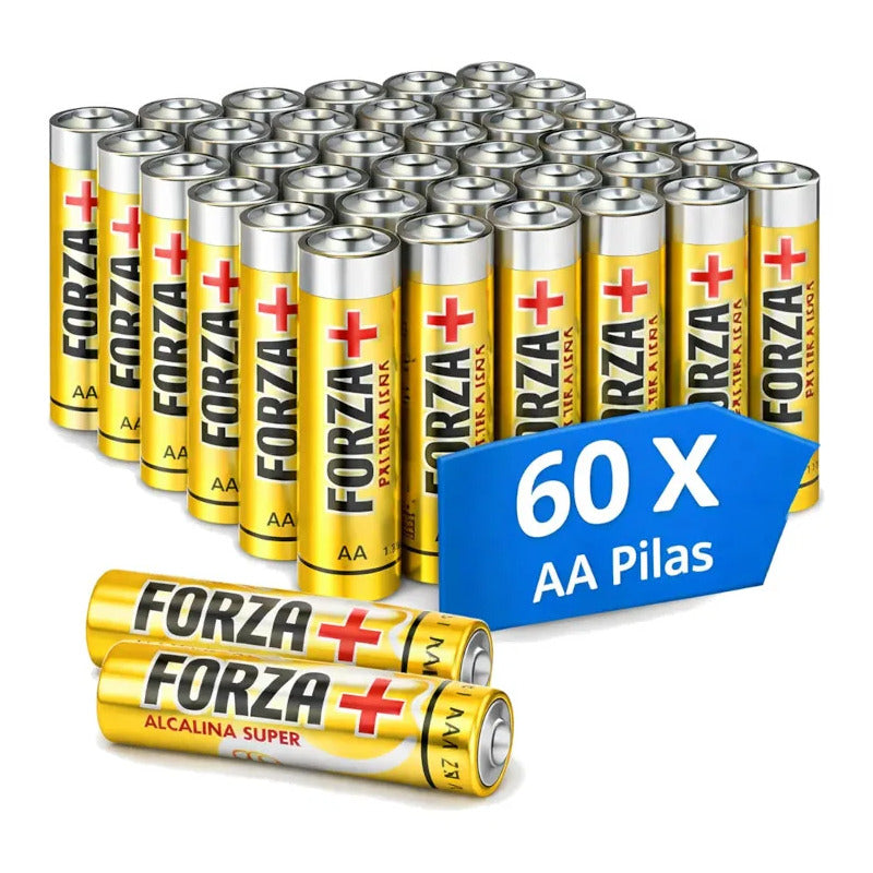 Paquete Con 60 Pilas Aa Alcalinas Forza+ 1.5v Larga Duración