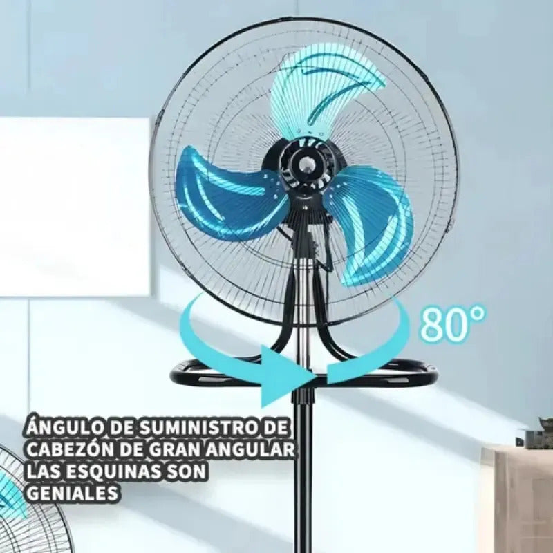 Ventilador 3 En 1 Piso Pared Y Pedestal 18 Pulgadas 45 Cm 50 Hz/60 Hz Negro Azul Metal 3