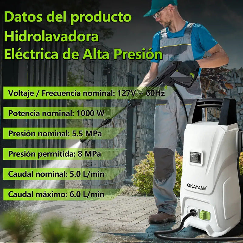 Hidrolavadora Eléctrica De Alta Presión Portátil Para Auto Blanco 50/60 Hz